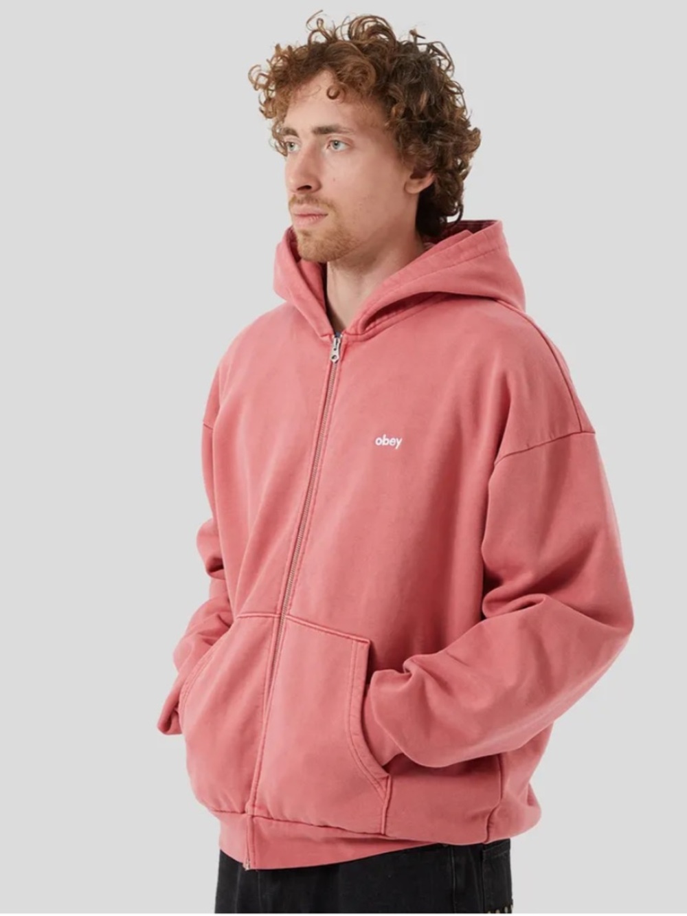 OBEY POWERCASE PIGMENT ZIP HOODIE Large NWT